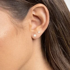 Silver Reflections Womens 2 Pair Earring Set