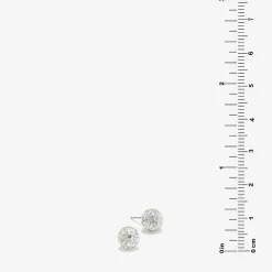 Silver Treasures Crystal Sterling Silver 7.7mm Round Stud Earrings