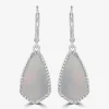 Silver Treasures Genuine Stone Womens White Mother Of Pearl Sterling Silver Drop Earrings
