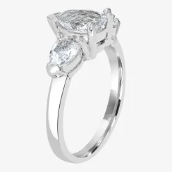 Silver Treasures Genuine Stone Sterling Silver 3-Stone Cocktail Ring