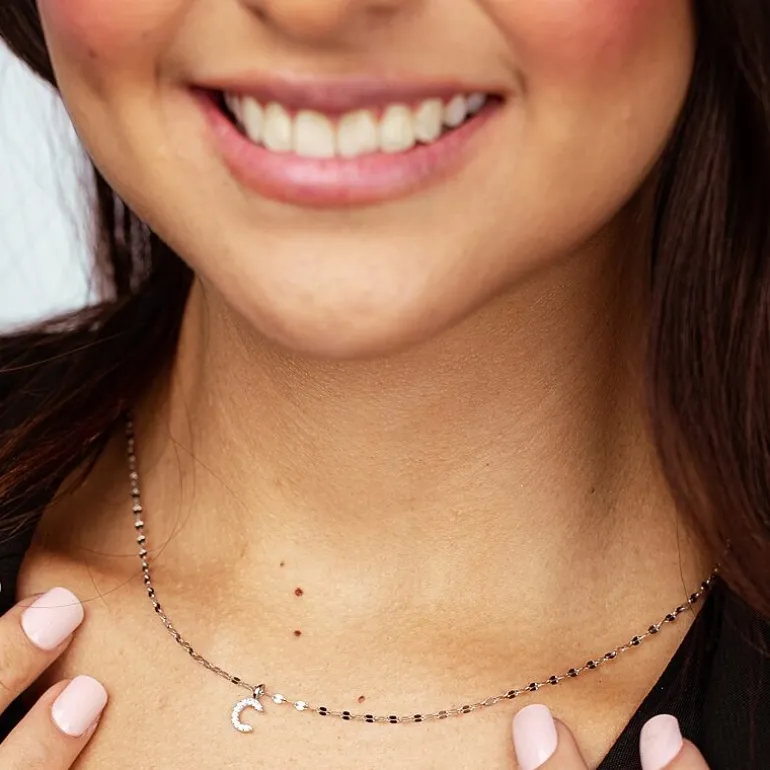 Silver Treasures Pave Initial Womens Cubic Zirconia Sterling Silver 18 Inch Pendant Necklace