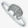 Silver Treasures Womens Cubic Zirconia Sterling Silver Band