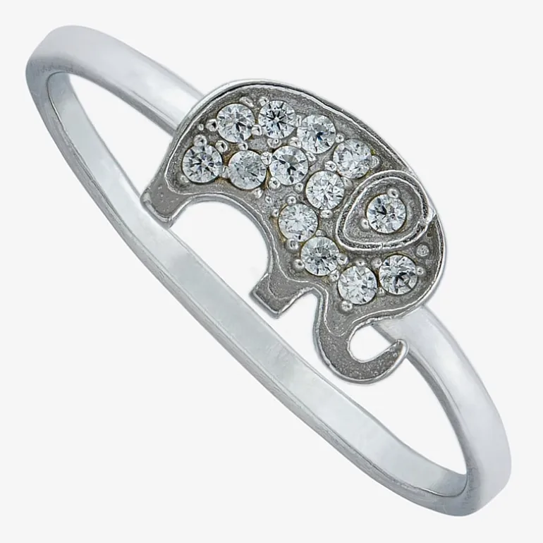 Silver Treasures Womens Cubic Zirconia Sterling Silver Band
