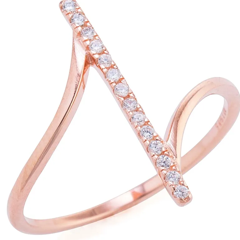 Silver Treasures Womens Cubic Zirconia 14K Rose Gold Over Silver Cocktail Ring