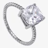 Silver Treasures Womens 20.5MM Cubic Zirconia Sterling Silver Band