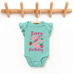 Simply Sage Market - Berry 1st Birthday - Baby Flutter Sleeve Bodysuit