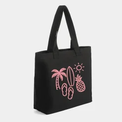 Simply Sage Market - Zippered Canvas Tote - Beach Elements Outline