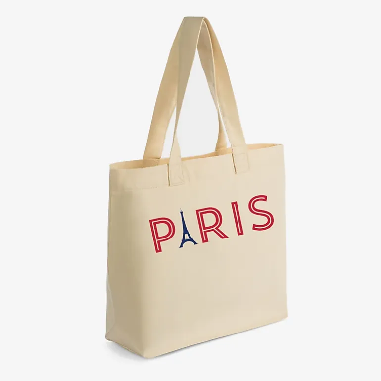 Simply Sage Market - Zippered Canvas Tote - Red And Blue Paris Eiffel