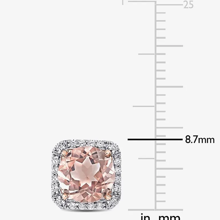 Simulated Pink Morganite 18K Rose Gold Over Silver 8.7mm Stud Earrings