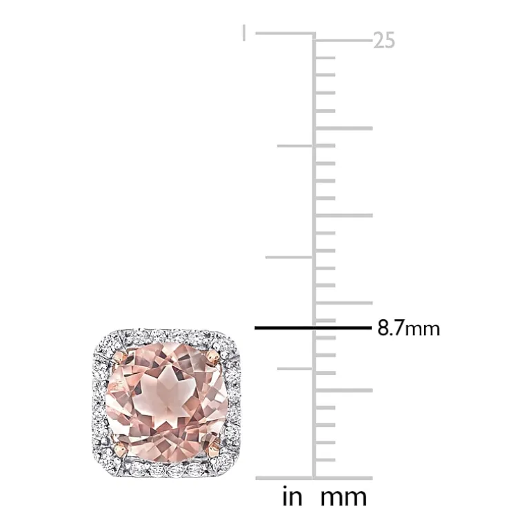Simulated Pink Morganite 18K Rose Gold Over Silver 8.7mm Stud Earrings