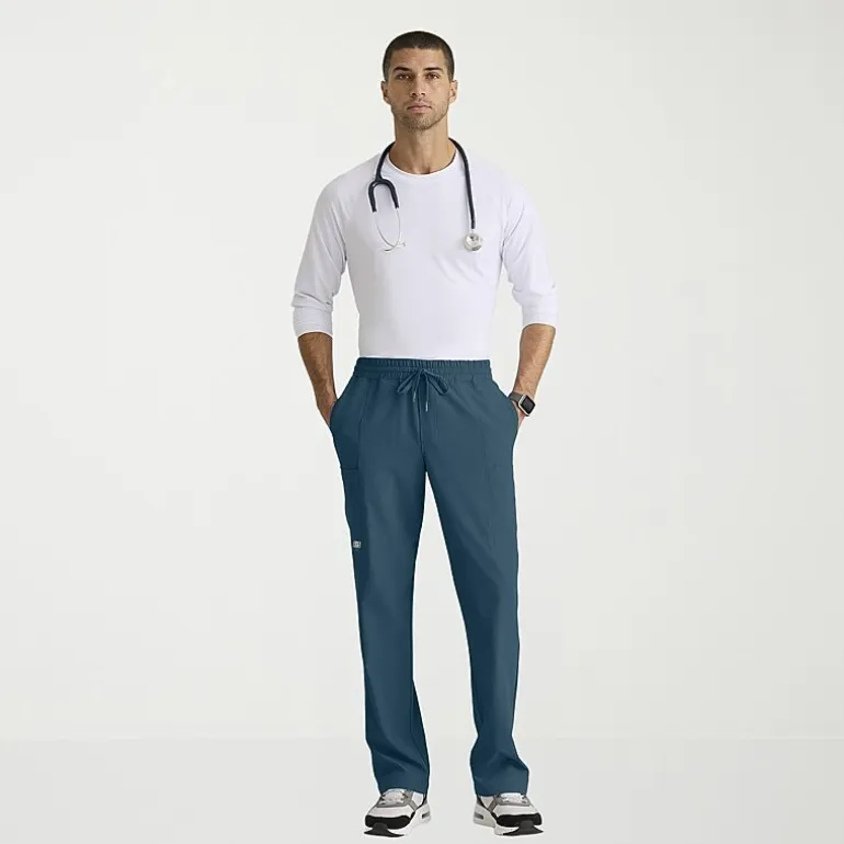Skechers Skp718 Compass 5-Pocket Elastic Waistband Straight Leg Mens Big and Tall Stretch Fabric Moisture Wicking Scrub Pant