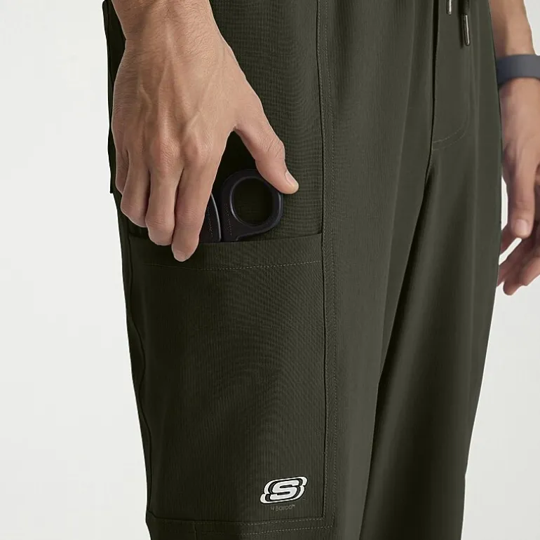 Skechers Skp718 Compass 5-Pocket Elastic Waistband Straight Leg Mens Big and Tall Stretch Fabric Moisture Wicking Scrub Pant