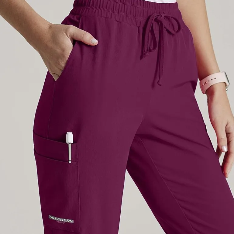 Skechers Skp552 Theory 4-Pocket Mid-Rise Jogger Womens Petite Stretch Fabric Moisture Wicking Scrub Pant