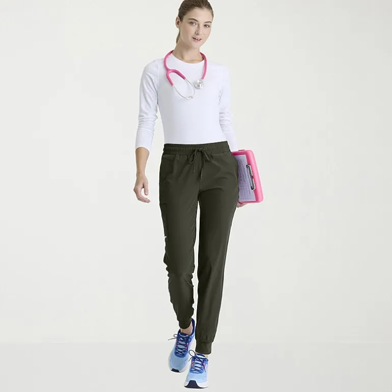 Skechers Skp552 Theory 4-Pocket Mid-Rise Jogger Womens Petite Stretch Fabric Moisture Wicking Scrub Pant
