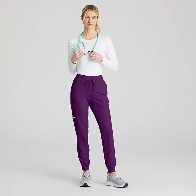 Skechers Skp552 Theory 4-Pocket Mid-Rise Jogger Womens Petite Stretch Fabric Moisture Wicking Scrub Pant