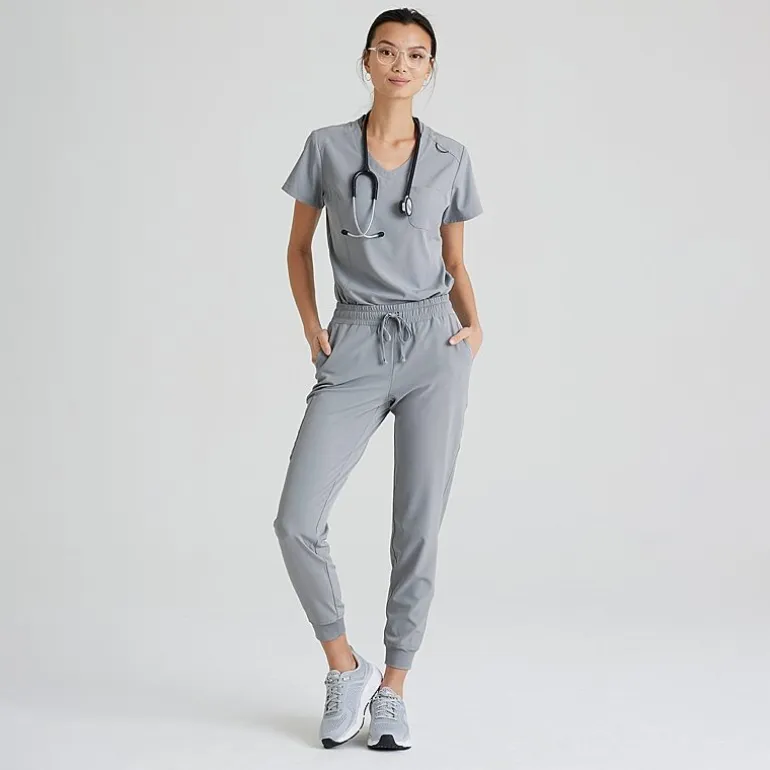 Skechers Skp552 Theory 4-Pocket Mid-Rise Jogger Womens Petite Stretch Fabric Moisture Wicking Scrub Pant