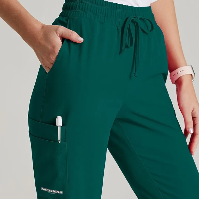 Skechers Skp552 Theory 4-Pocket Mid-Rise Jogger Womens Petite Stretch Fabric Moisture Wicking Scrub Pant