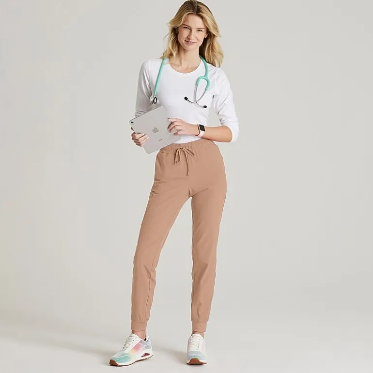 Skechers Skp552 Theory 4-Pocket Mid-Rise Jogger Womens Petite Stretch Fabric Moisture Wicking Scrub Pant