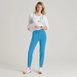 Skechers Skp552 Theory 4-Pocket Mid-Rise Jogger Womens Petite Stretch Fabric Moisture Wicking Scrub Pant