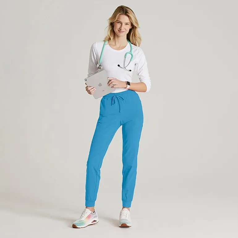 Skechers Skp552 Theory 4-Pocket Mid-Rise Jogger Womens Petite Stretch Fabric Moisture Wicking Scrub Pant