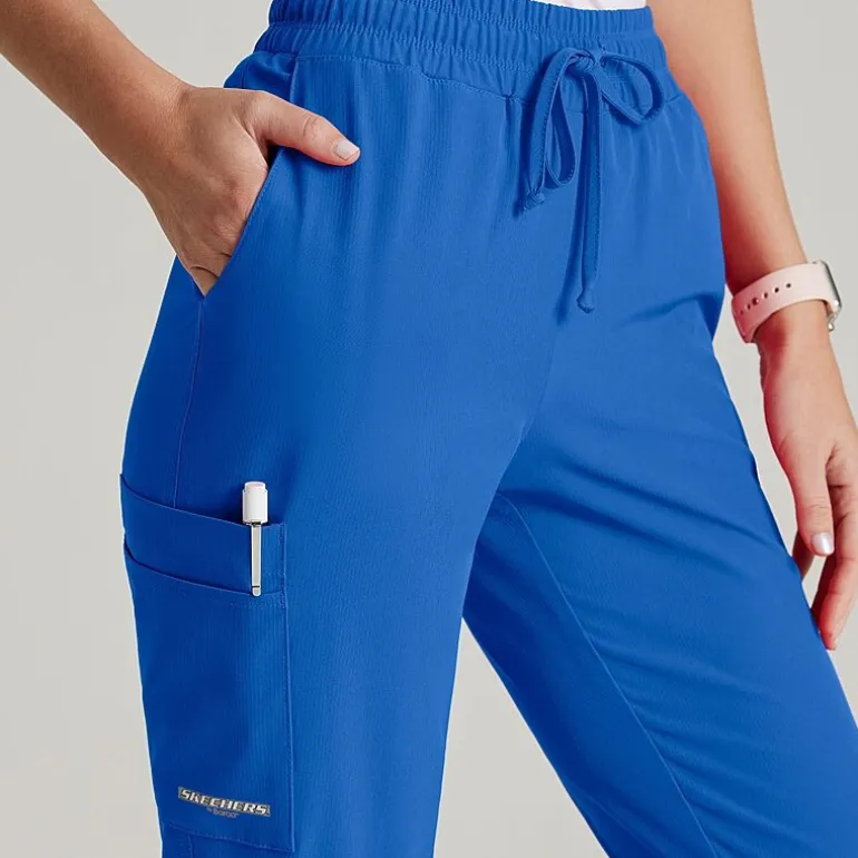 Skechers Skp552 Theory 4-Pocket Mid-Rise Jogger Womens Petite Stretch Fabric Moisture Wicking Scrub Pant