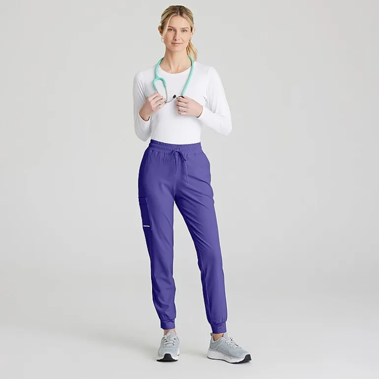 Skechers Skp552 Theory 4-Pocket Mid-Rise Jogger Womens Petite Stretch Fabric Moisture Wicking Scrub Pant
