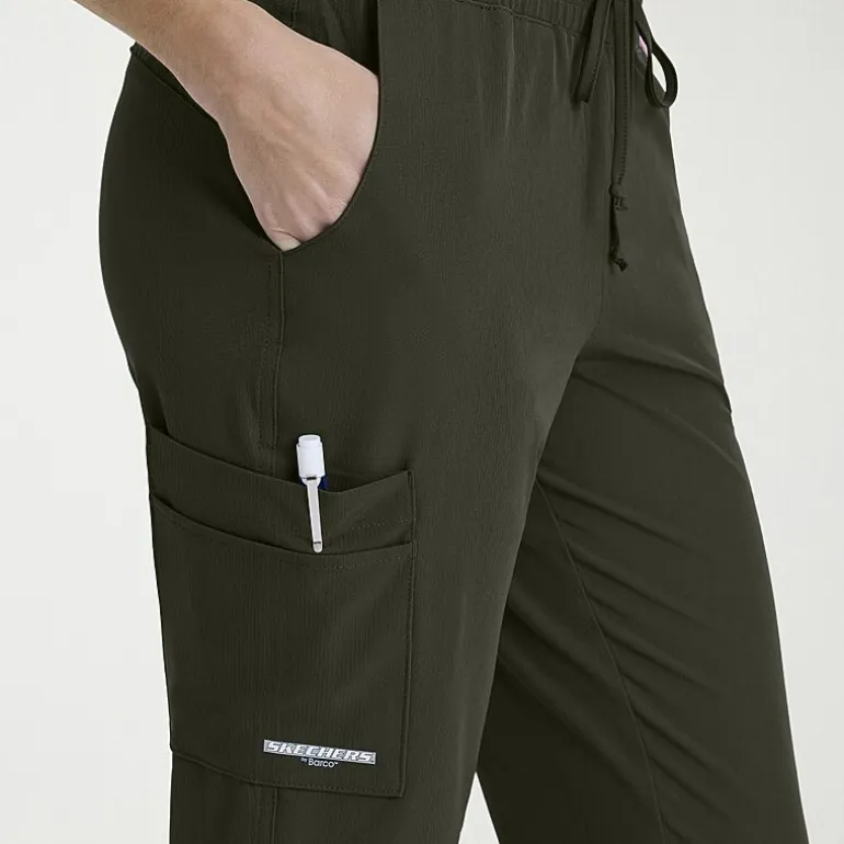 Skechers Skp552 Theory 4-Pocket Mid-Rise Jogger Womens Petite Stretch Fabric Moisture Wicking Scrub Pant