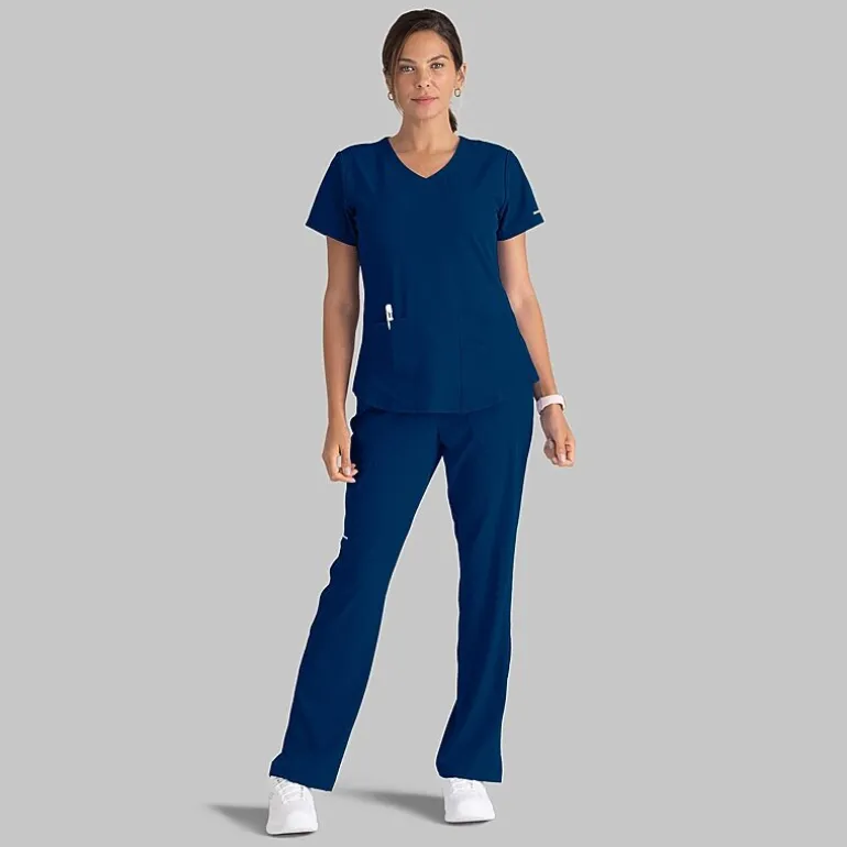 Skechers Sk201 Reliance 3-Pocket Mid-Rise Straight Leg Womens Petite Tag Free Stretch Fabric Moisture Wicking Scrub Pant