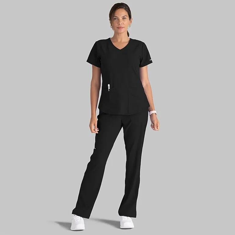Skechers Sk201 Reliance 3-Pocket Mid-Rise Straight Leg Womens Petite Tag Free Stretch Fabric Moisture Wicking Scrub Pant