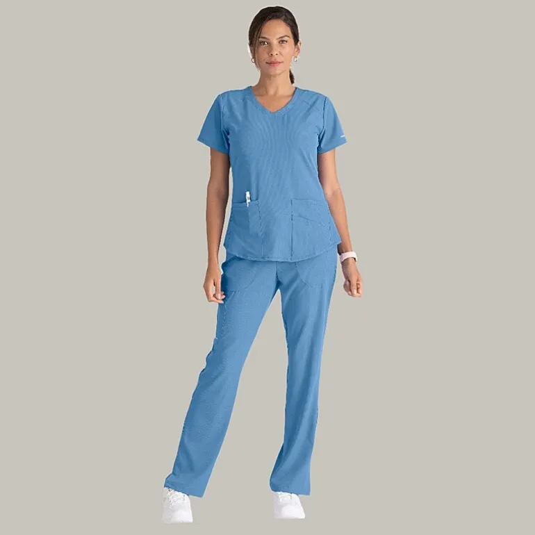 Skechers Sk201 Reliance 3-Pocket Mid-Rise Straight Leg Womens Petite Tag Free Stretch Fabric Moisture Wicking Scrub Pant