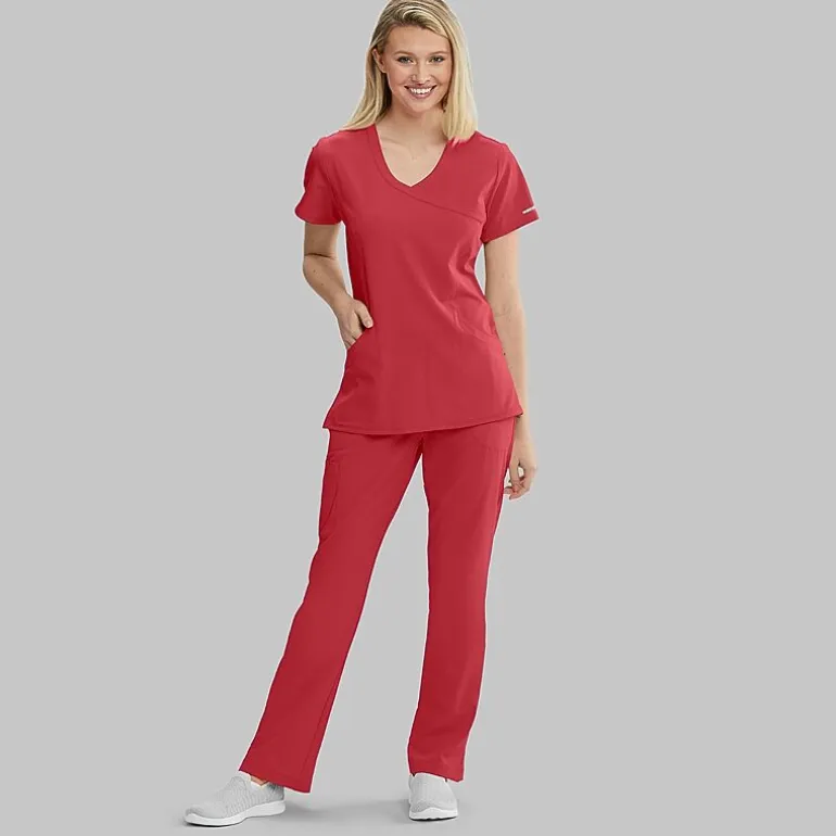 Skechers Sk201 Reliance 3-Pocket Mid-Rise Straight Leg Womens Petite Tag Free Stretch Fabric Moisture Wicking Scrub Pant