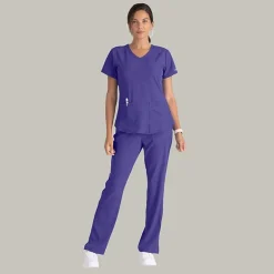 Skechers Sk201 Reliance 3-Pocket Mid-Rise Straight Leg Womens Petite Tag Free Stretch Fabric Moisture Wicking Scrub Pant