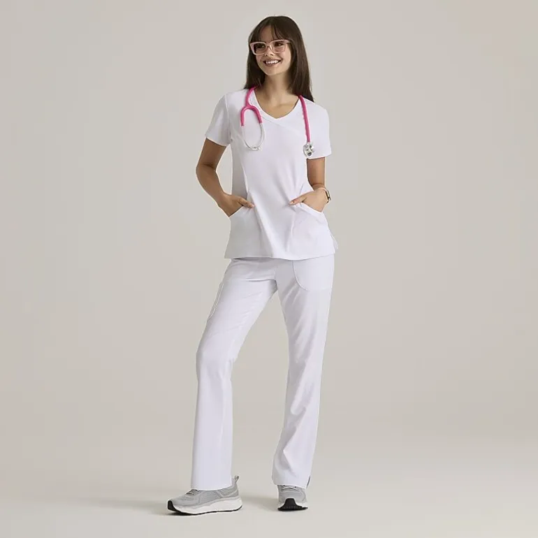 Skechers Sk201 Reliance 3-Pocket Mid-Rise Straight Leg Womens Petite Tag Free Stretch Fabric Moisture Wicking Scrub Pant