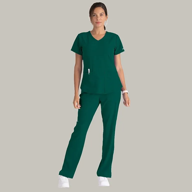 Skechers Sk201 Reliance 3-Pocket Mid-Rise Straight Leg Womens Petite Tag Free Stretch Fabric Moisture Wicking Scrub Pant