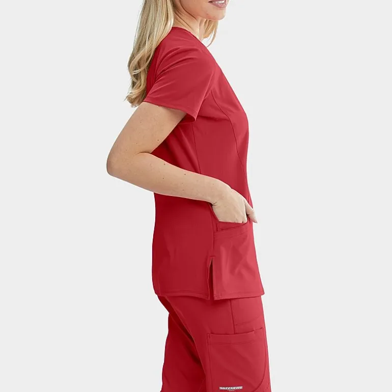 Skechers Sk201 Reliance 3-Pocket Mid-Rise Straight Leg Womens Petite Tag Free Stretch Fabric Moisture Wicking Scrub Pant