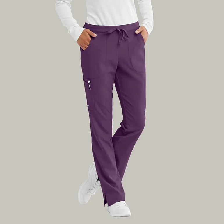 Skechers Sk201 Reliance 3-Pocket Mid-Rise Straight Leg Womens Petite Tag Free Stretch Fabric Moisture Wicking Scrub Pant