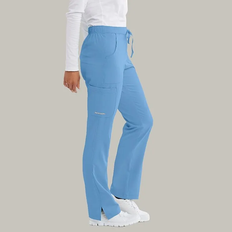 Skechers Sk201 Reliance 3-Pocket Mid-Rise Straight Leg Womens Petite Tag Free Stretch Fabric Moisture Wicking Scrub Pant