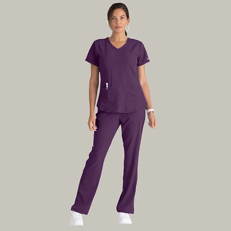 Skechers Sk201 Reliance 3-Pocket Mid-Rise Straight Leg Womens Petite Tag Free Stretch Fabric Moisture Wicking Scrub Pant