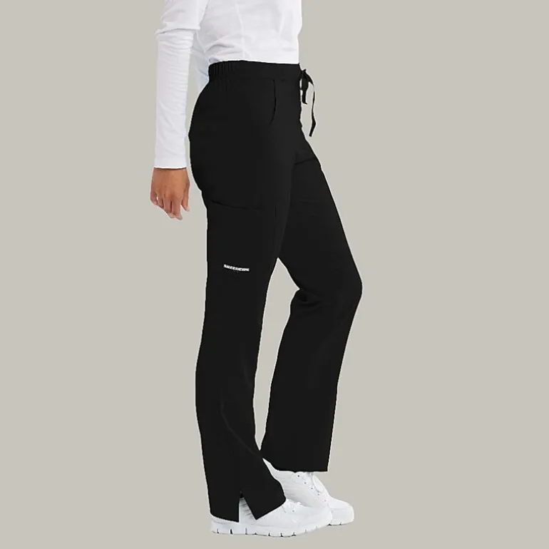 Skechers Sk201 Reliance 3-Pocket Mid-Rise Straight Leg Womens Petite Tag Free Stretch Fabric Moisture Wicking Scrub Pant