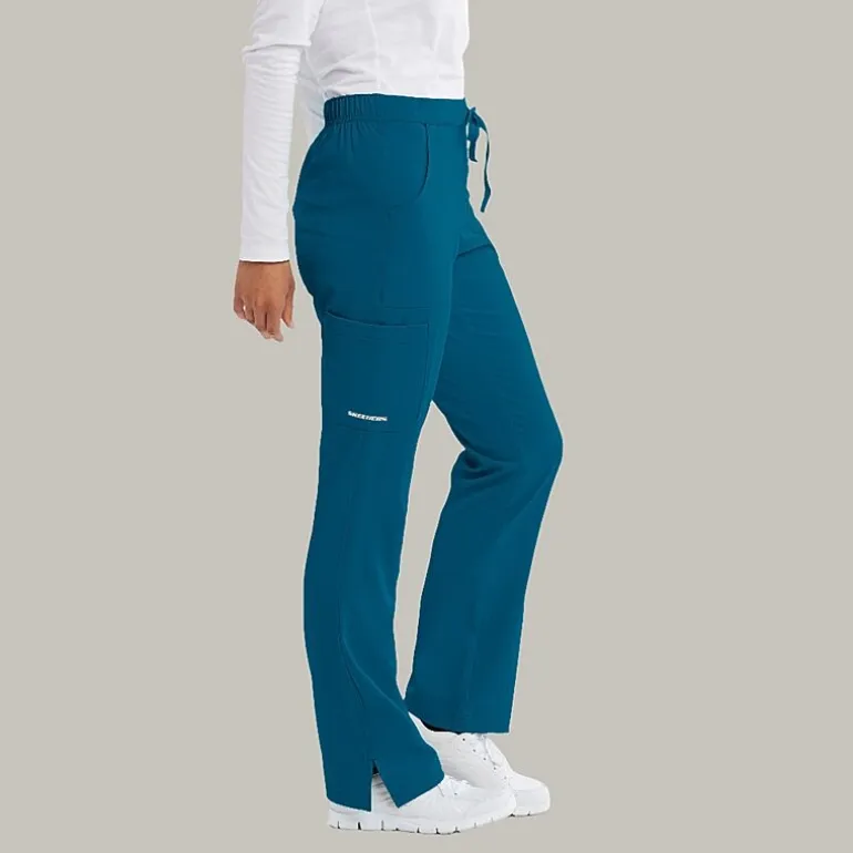 Skechers Sk201 Reliance 3-Pocket Mid-Rise Straight Leg Womens Petite Tag Free Stretch Fabric Moisture Wicking Scrub Pant