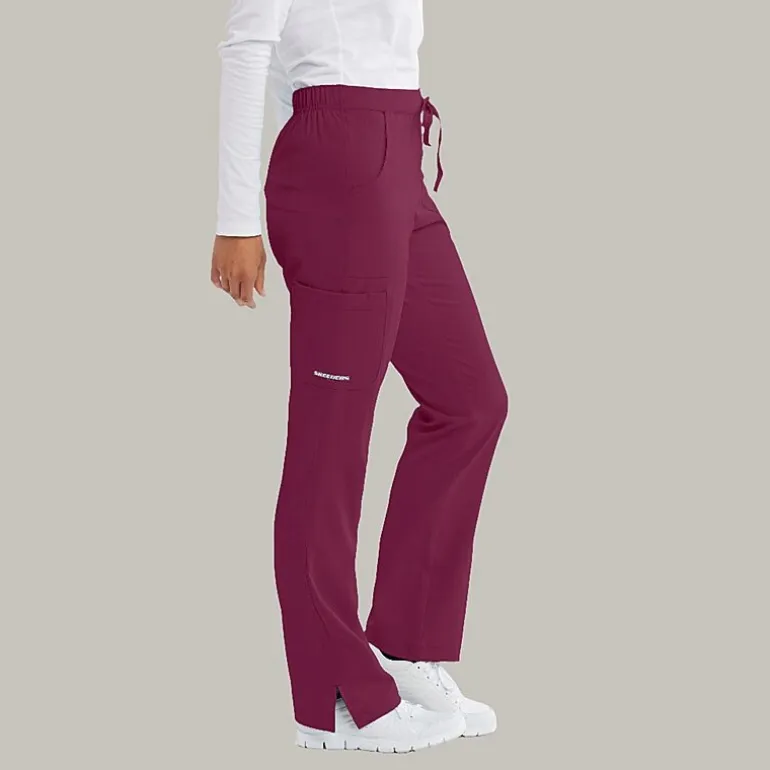 Skechers Sk201 Reliance 3-Pocket Mid-Rise Straight Leg Womens Petite Tag Free Stretch Fabric Moisture Wicking Scrub Pant