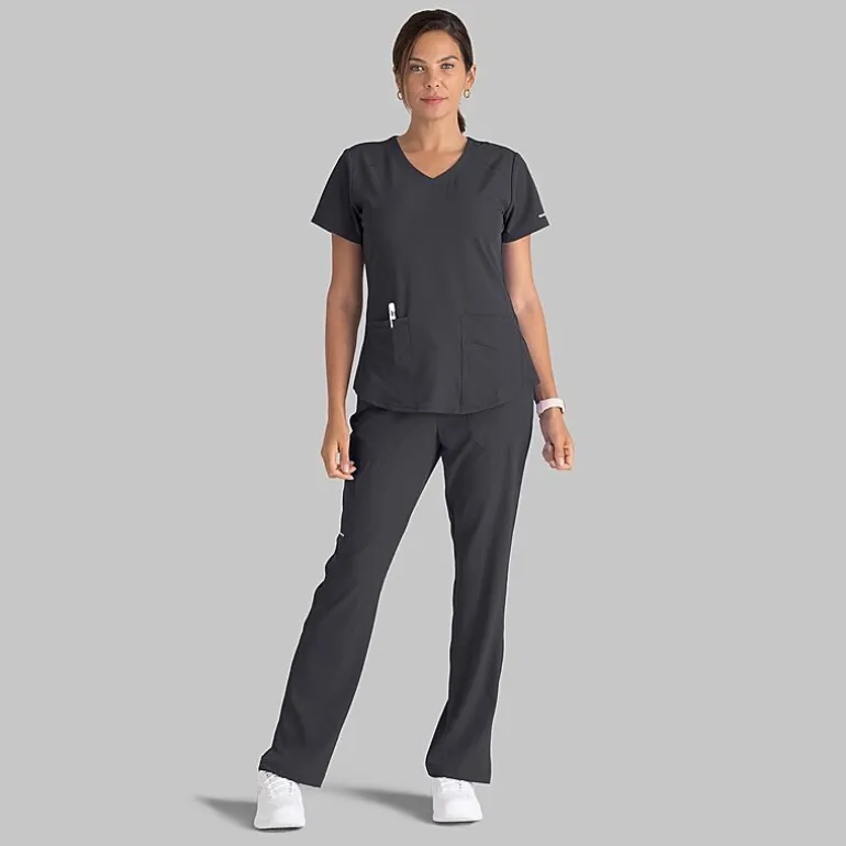 Skechers Sk201 Reliance 3-Pocket Mid-Rise Straight Leg Womens Petite Tag Free Stretch Fabric Moisture Wicking Scrub Pant