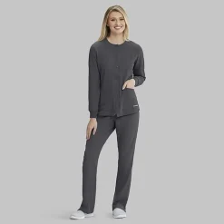 Skechers Sk401 Stability 2-Pocket Crewneck Snap-Front Warm-Up Womens Tag Free Stretch Fabric Moisture Wicking Scrub Jackets
