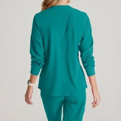 Skechers Sk401 Stability 2-Pocket Crewneck Snap-Front Warm-Up Womens Tag Free Stretch Fabric Moisture Wicking Scrub Jackets