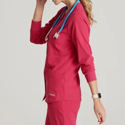 Skechers Sk401 Stability 2-Pocket Crewneck Snap-Front Warm-Up Womens Tag Free Stretch Fabric Moisture Wicking Scrub Jackets