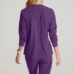 Skechers Sk401 Stability 2-Pocket Crewneck Snap-Front Warm-Up Womens Tag Free Stretch Fabric Moisture Wicking Scrub Jackets