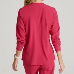 Skechers Sk401 Stability 2-Pocket Crewneck Snap-Front Warm-Up Womens Tag Free Stretch Fabric Moisture Wicking Scrub Jackets