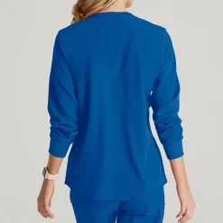 Skechers Sk401 Stability 2-Pocket Crewneck Snap-Front Warm-Up Womens Plus Tall Tag Free Stretch Fabric Moisture Wicking Scrub Jackets