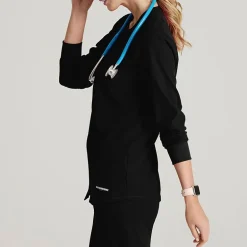 Skechers Sk401 Stability 2-Pocket Crewneck Snap-Front Warm-Up Womens Plus Tall Tag Free Stretch Fabric Moisture Wicking Scrub Jackets