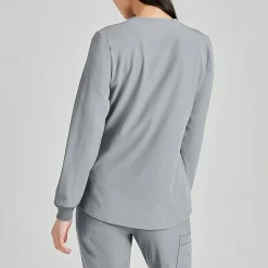 Skechers Sk401 Stability 2-Pocket Crewneck Snap-Front Warm-Up Womens Plus Tall Tag Free Stretch Fabric Moisture Wicking Scrub Jackets